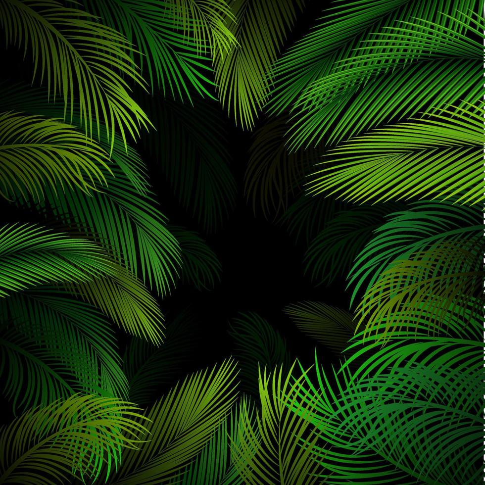 Exotic pattern with tropical leaves on a black background.vector vector