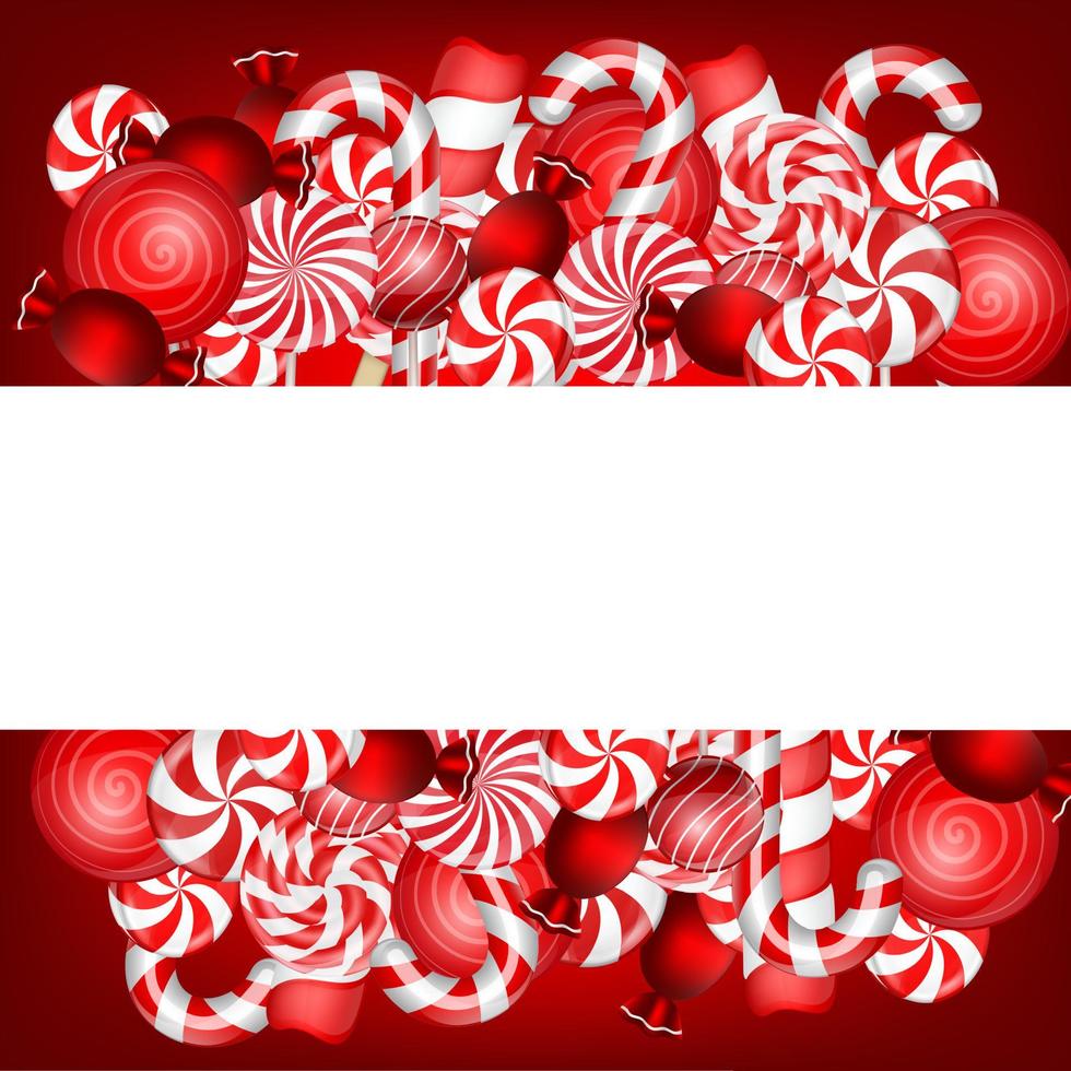 Sweet banner with lollipop and candies cane.vector vector