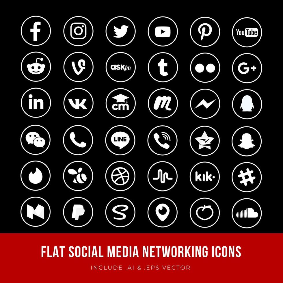 Flat Social Media Networking Icons vector