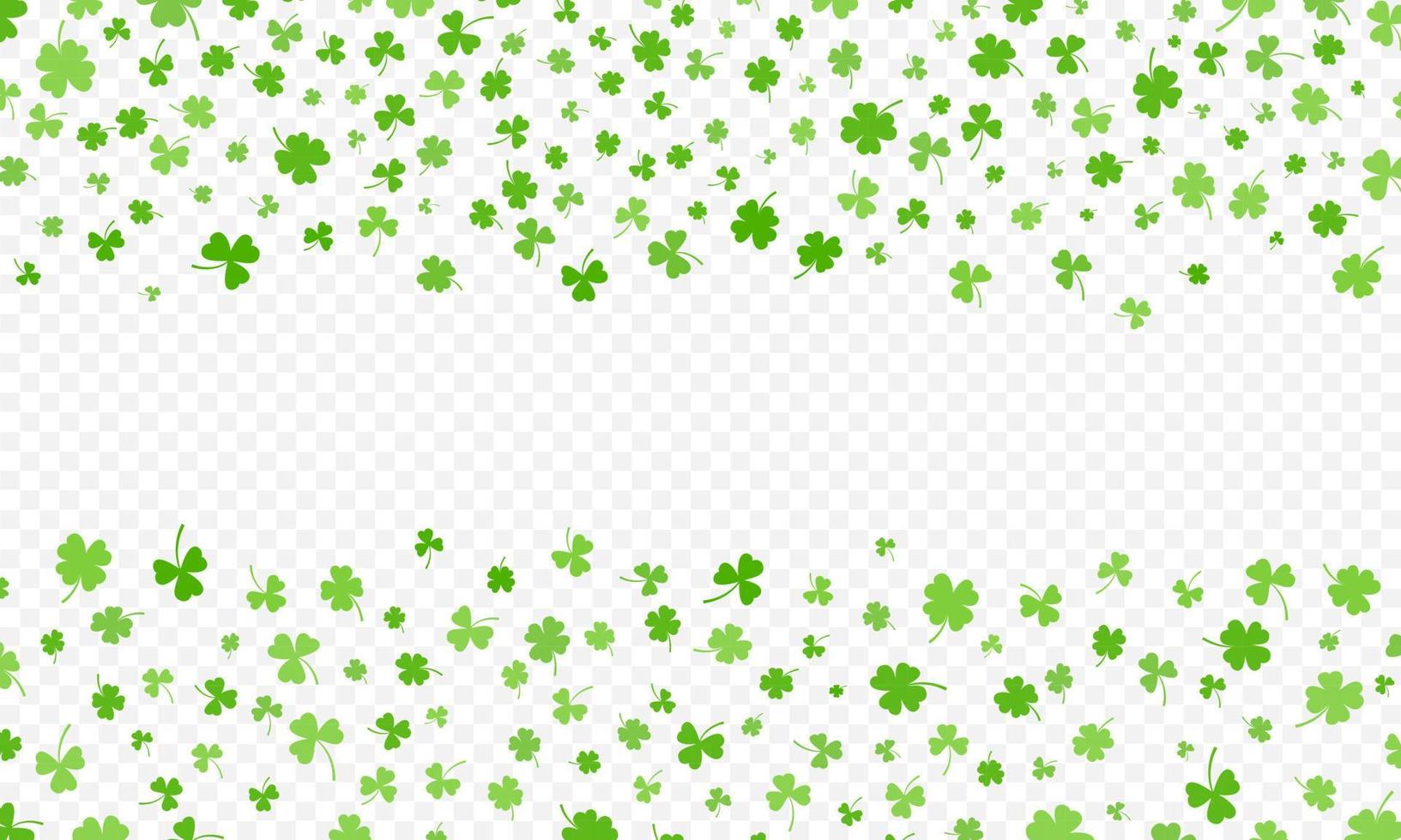 Shamrock or green clover leaves pattern background flat design vector illustration isolated on transparent background.