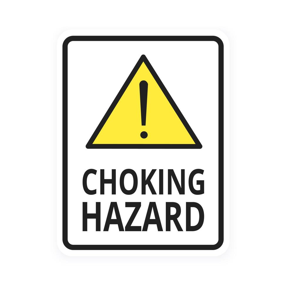 Choking warning hazard forbidden sign sticker not suitable for children under 3 years isolated on white background vector