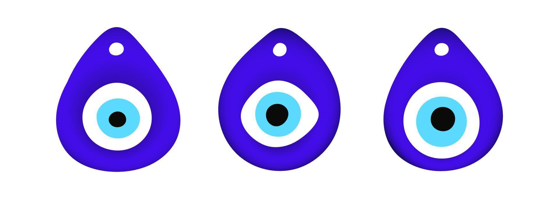 Blue oriental evil eye symbol amulet flat style design vector illustration isolated on white background.