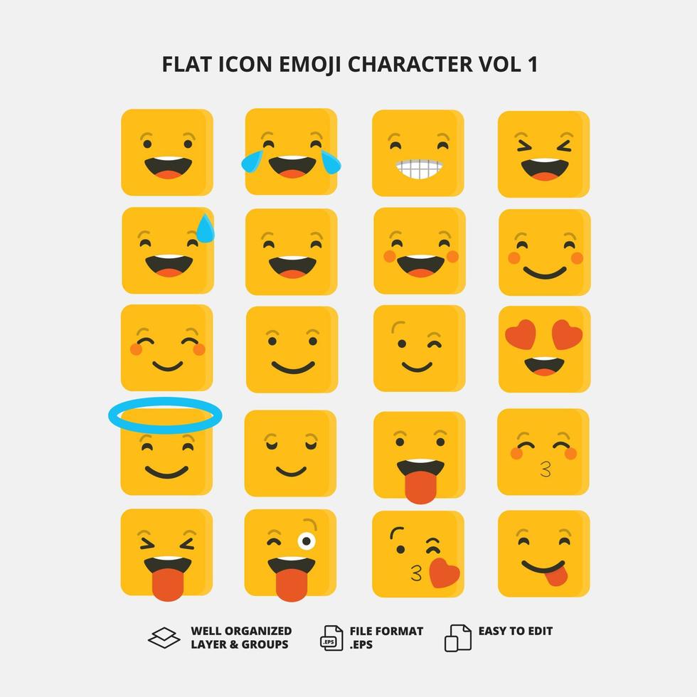 icono plano emoji personaje vol 1 vector