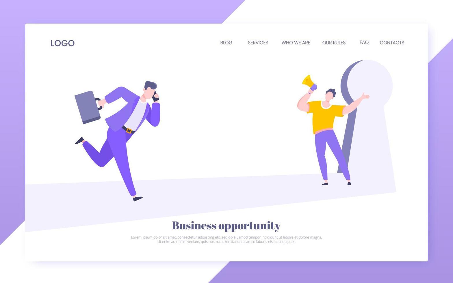 Business key opportunity concept with keyhole and ambitious people running to career potential. vector