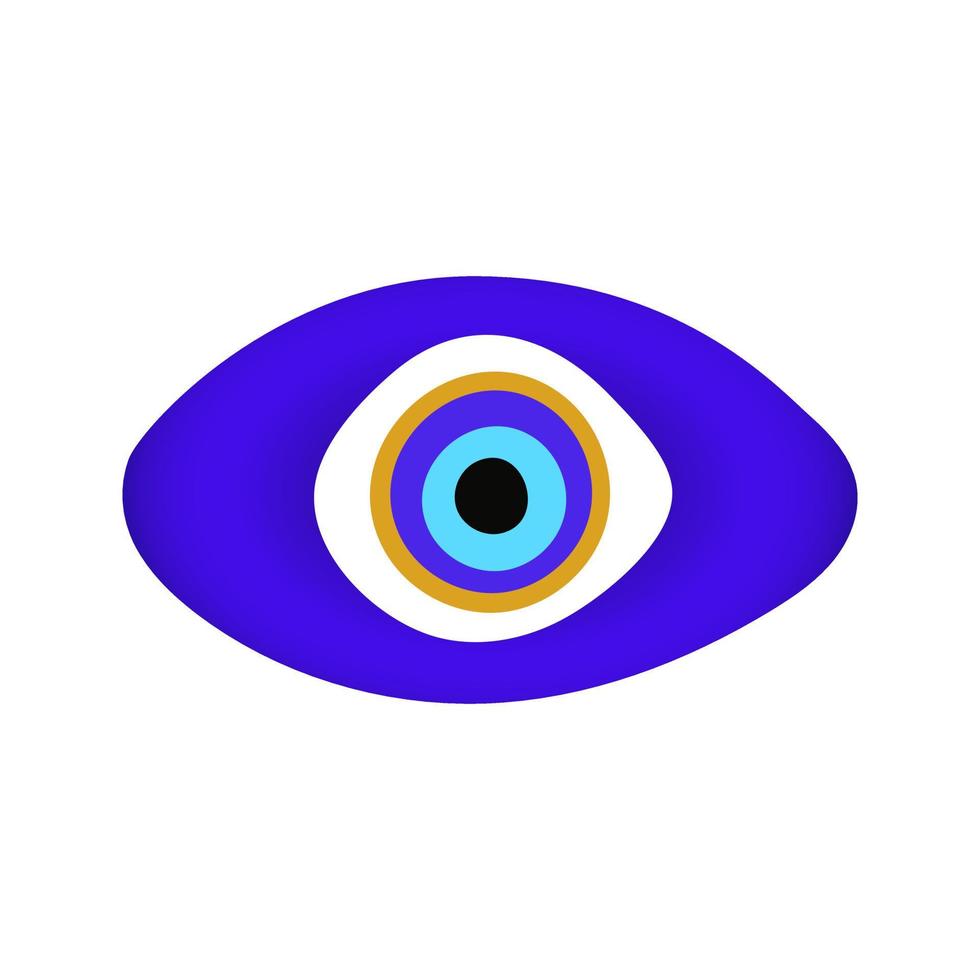 Blue oriental evil eye symbol amulet flat style design vector illustration.