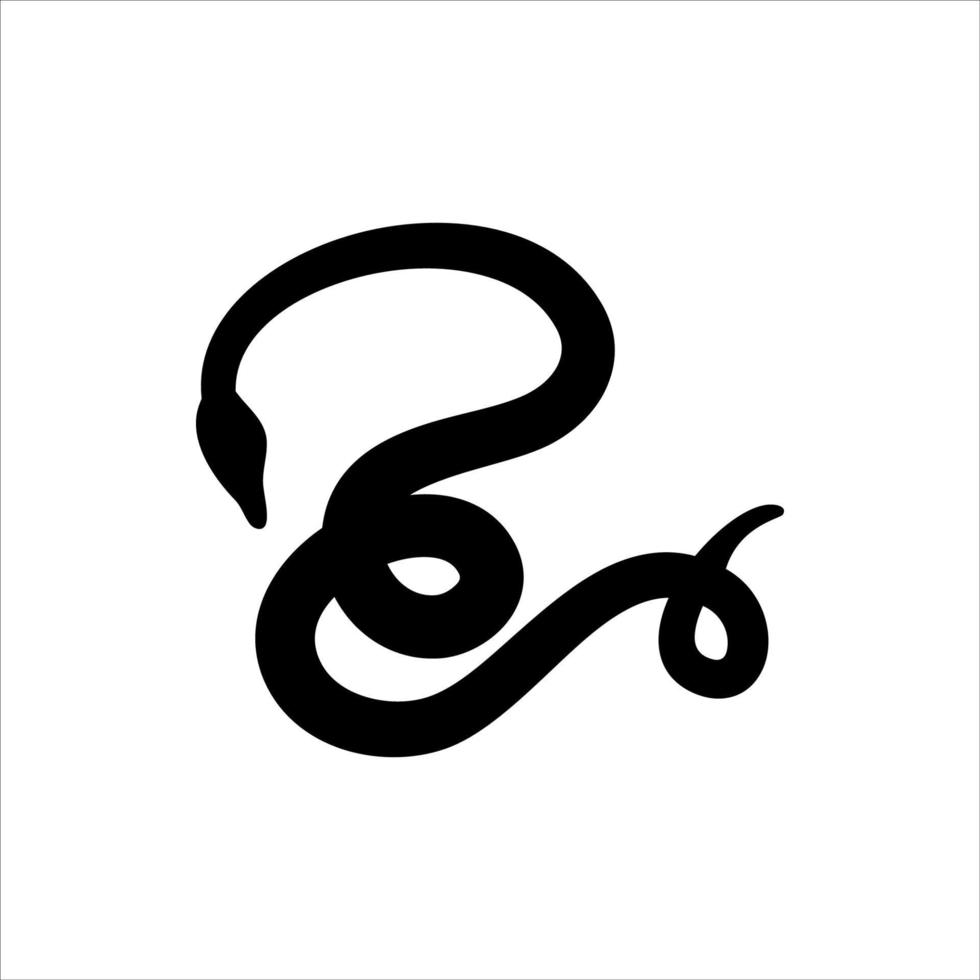 Black silhouettes of snakes crawling on a white background. Serpent crawling. Flat vector graphic illustration. Simple silhouette illustration