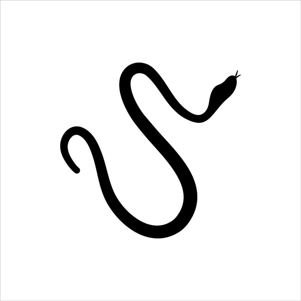 Black silhouettes of snakes crawling on a white background. Serpent crawling. Flat vector graphic illustration. Simple silhouette illustration