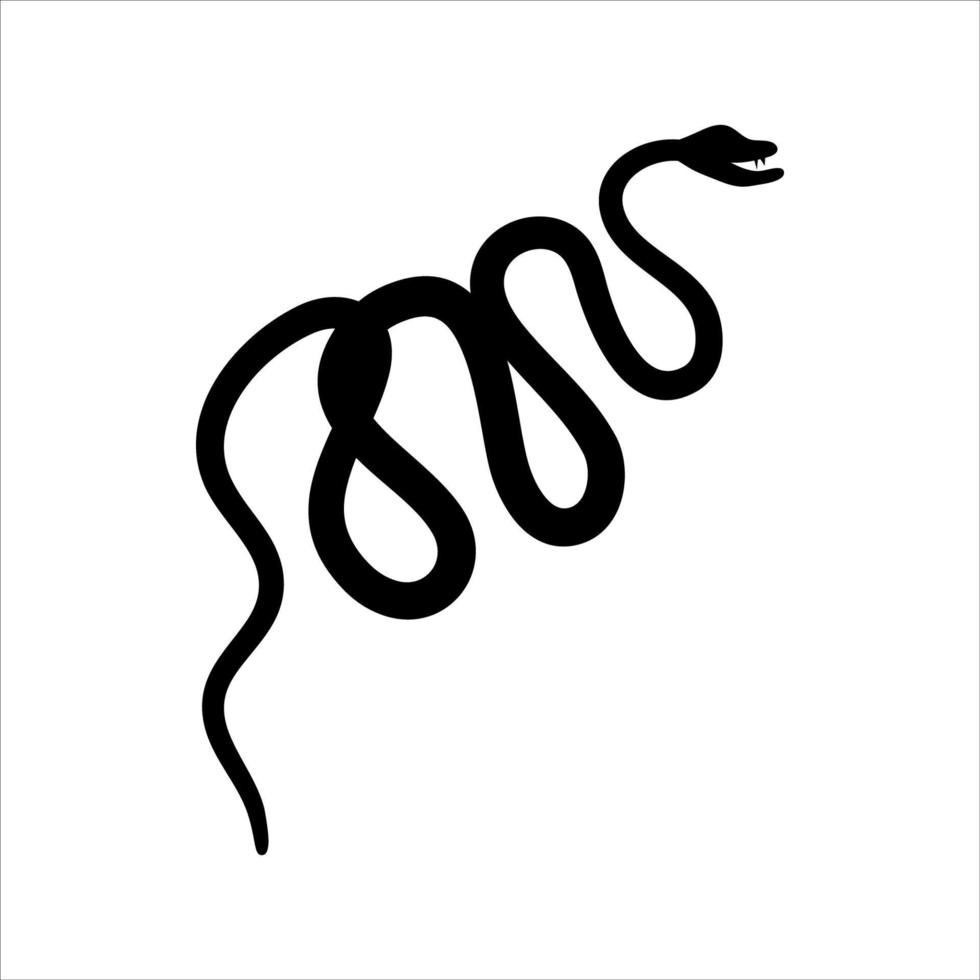 siluetas negras de serpientes arrastrándose sobre un fondo blanco. serpiente arrastrándose. ilustración gráfica de vector plano. ilustración de silueta simple