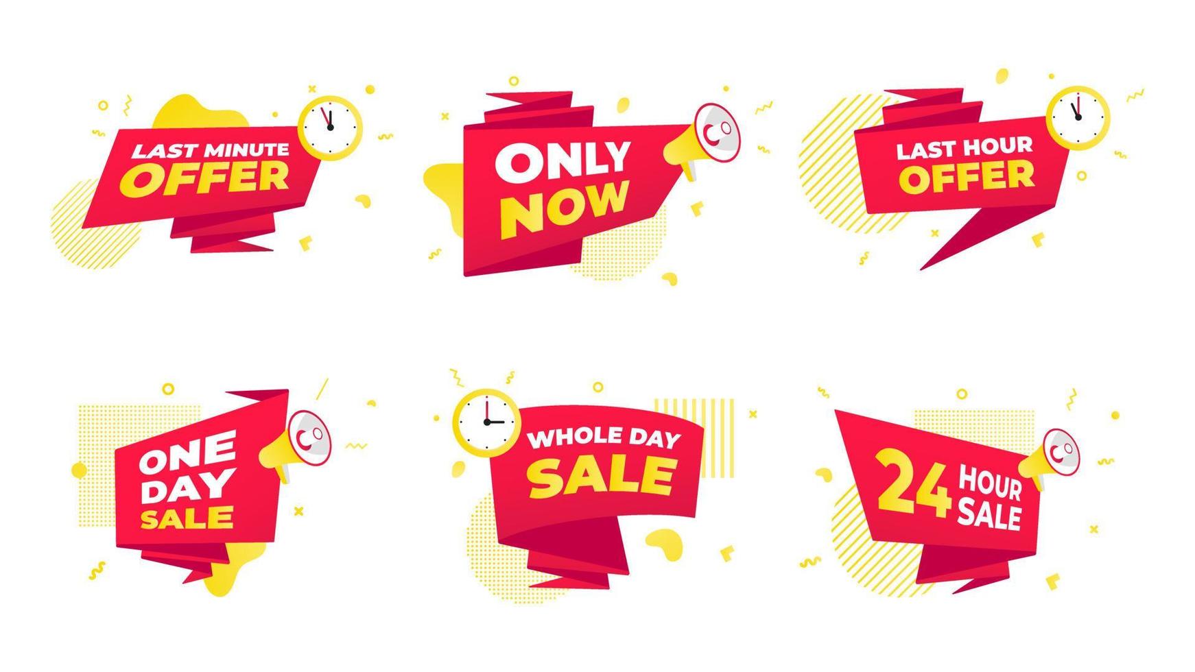 Set of offer sale countdown ribbon counters badges icon sign vector