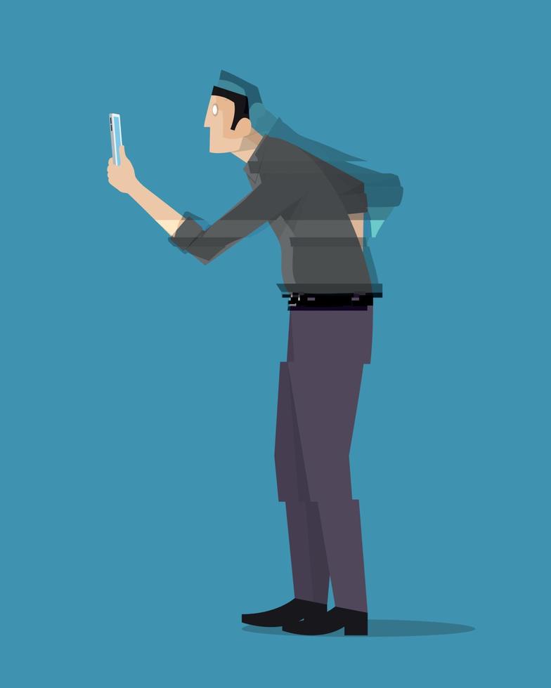 A man disappearing while looking at his phone. vector
