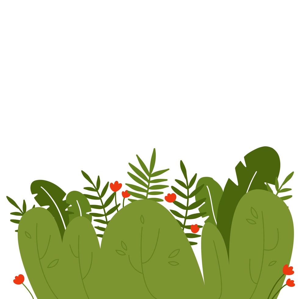 Tropical leaves background template vector illustration flat design.