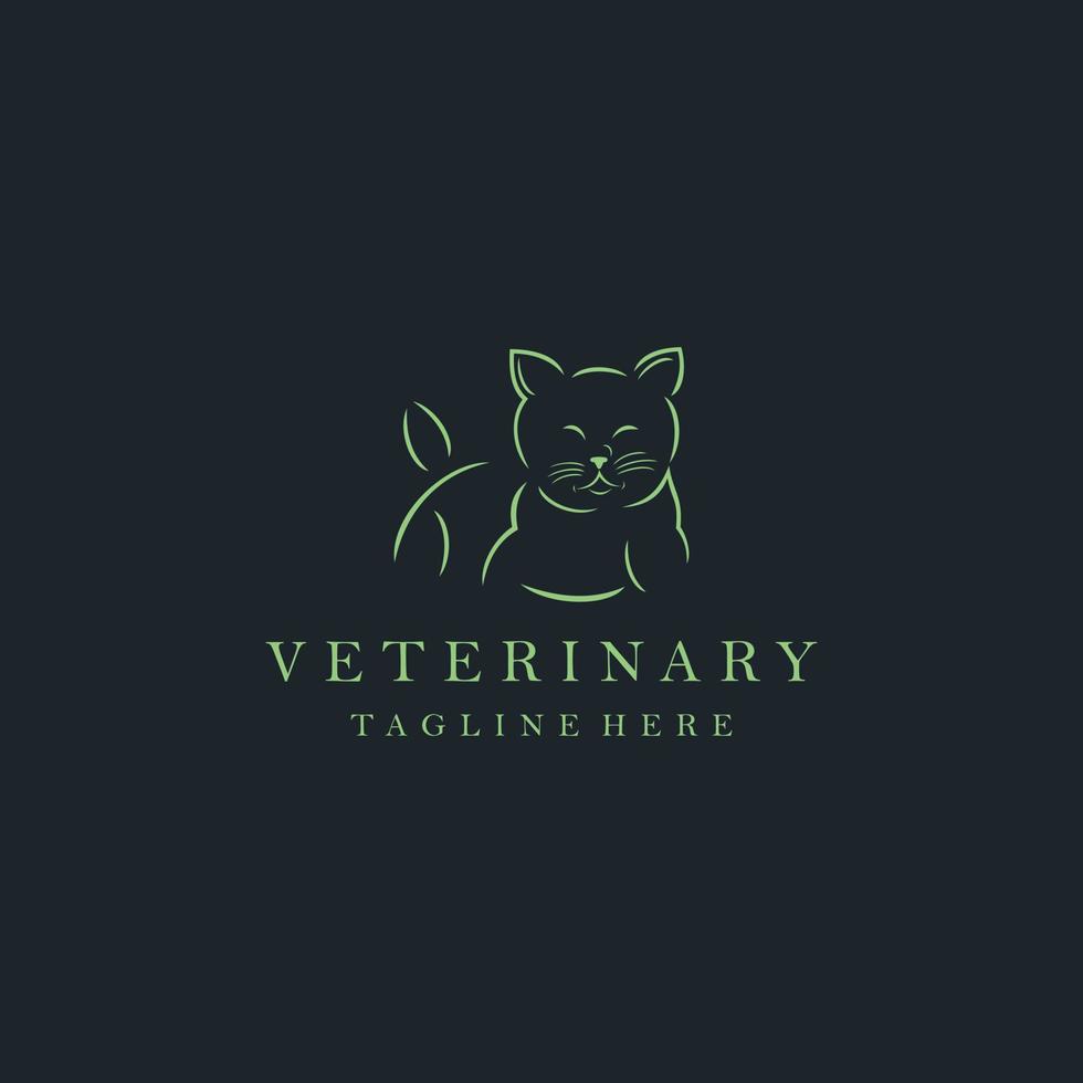 plantilla de diseño de logotipo veterinario gato. diseño plano simple y limpio de la plantilla vectorial del logotipo veterinario cat. logo veterinario gato para negocios. vector