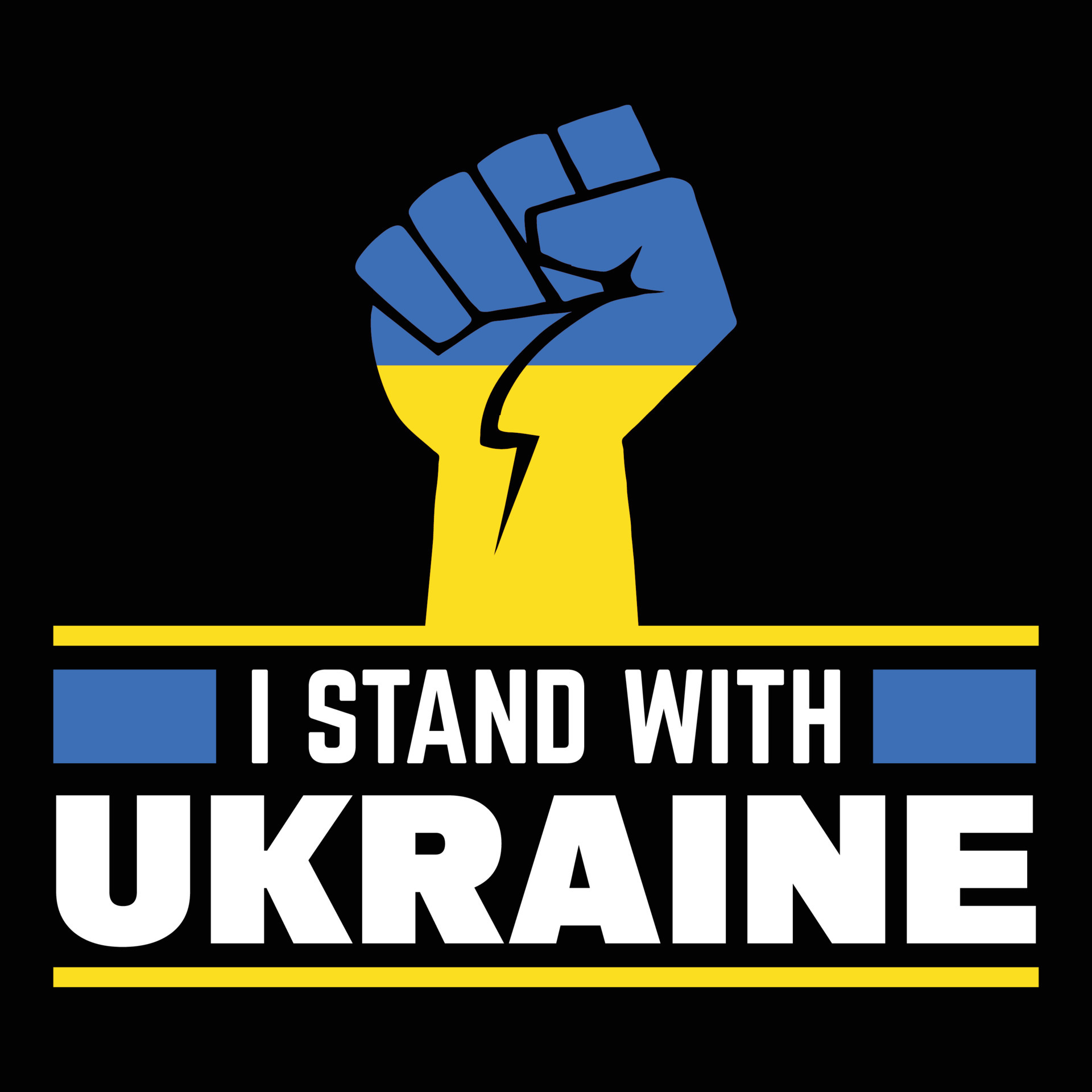 I stand with Ukraine Illustration on Black Background 6135973 Vector