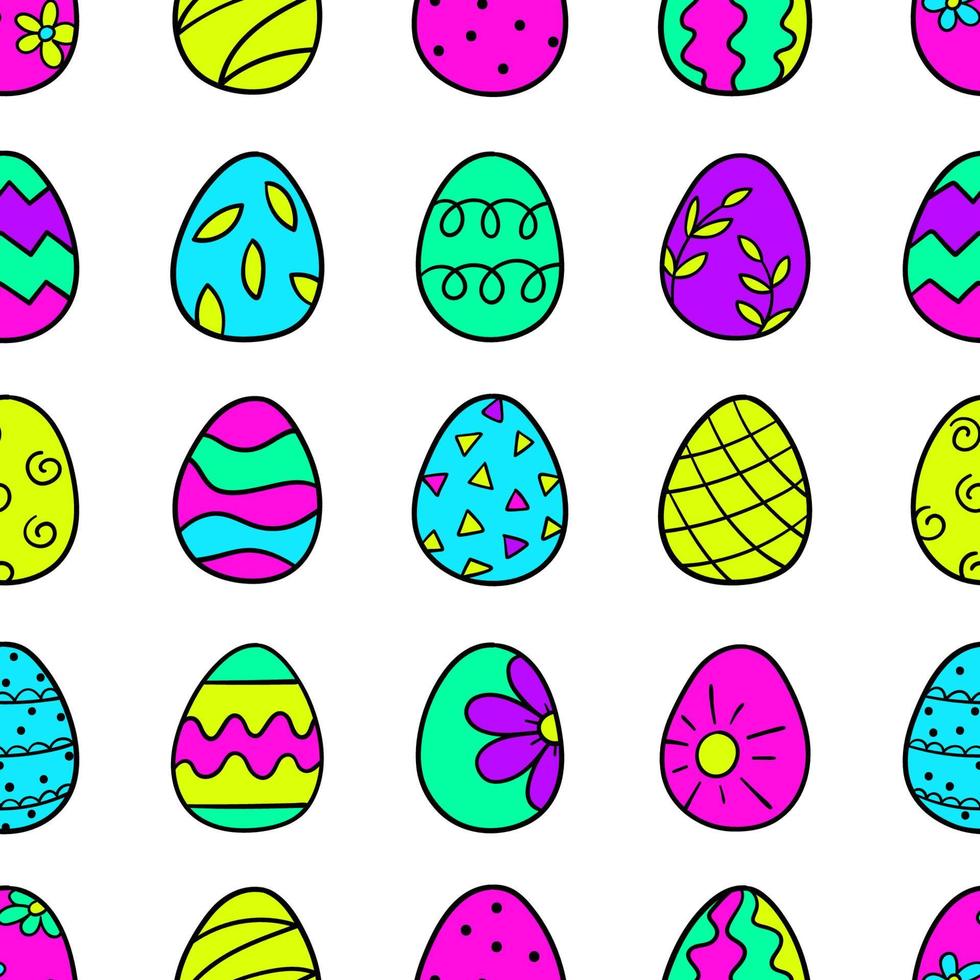 Hand drawn seamless pattern with easter eggs. Doodle sketch style. Vector illustration for background design.