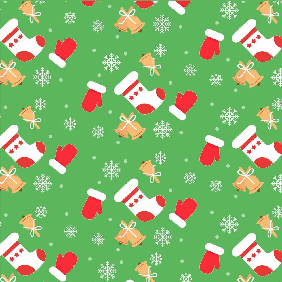 Christmas pattern with snowflakes, hat, socks and accessories vector