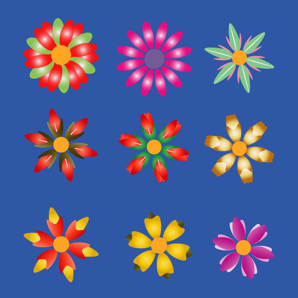 paquete de flores de colores vector