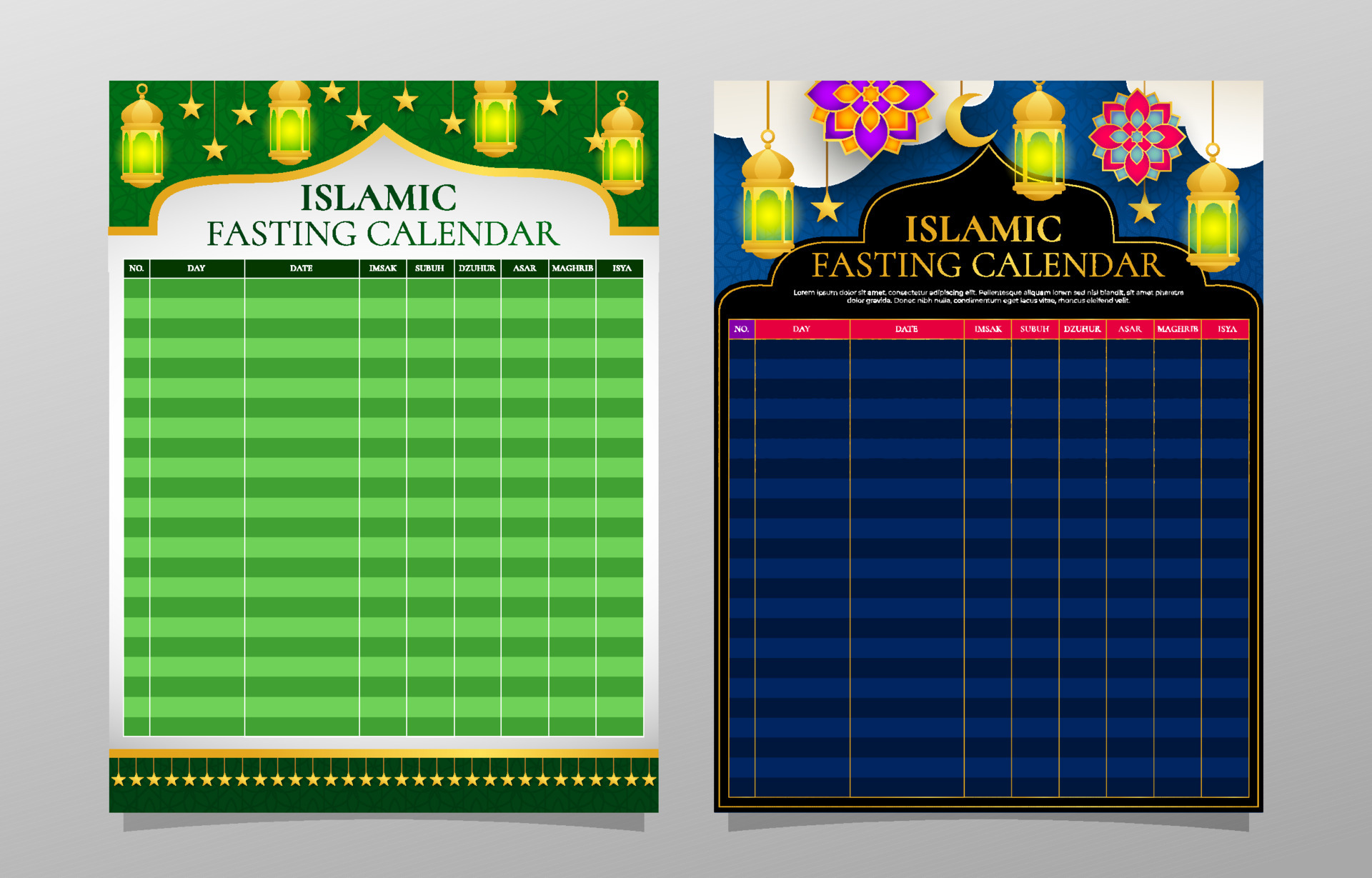 Fasting Month Calendar Template 6136682 Vector Art at Vecteezy
