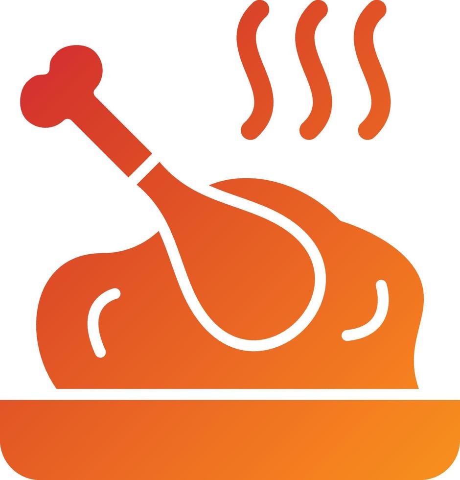 estilo de icono de pollo asado vector