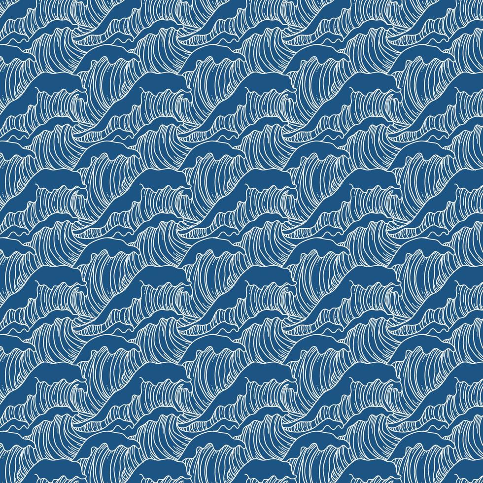 Seamless Japanese Wave Pattern vector