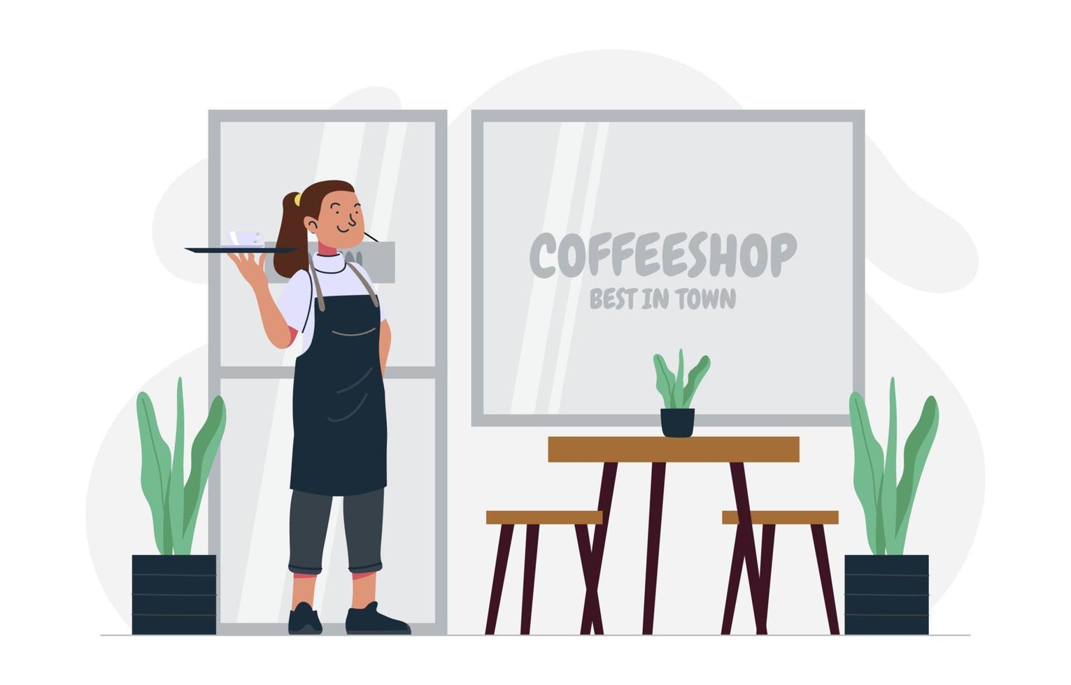 Waitress Serve a Coffee vector