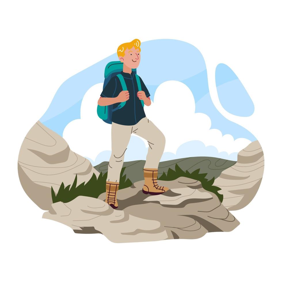 Mountain Hiker on Rock vector