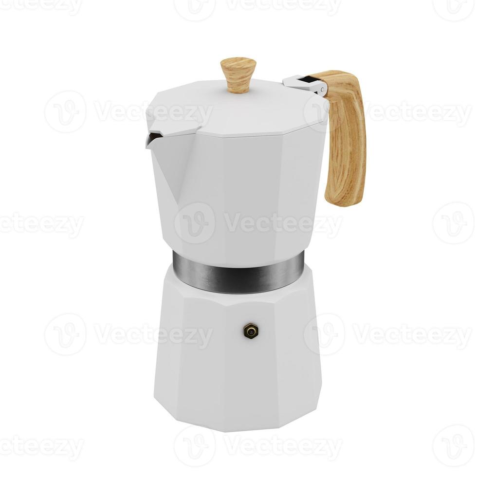 White moka pot coffee machine 3D rendering photo