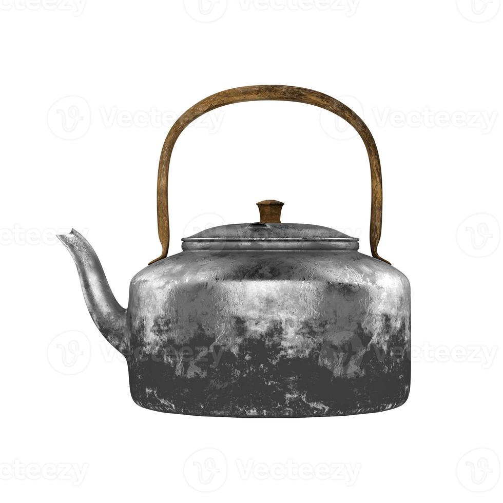 Thai kettle style had berned with wood handle 3D rendering photo