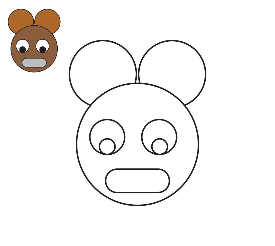 Isolated Funny and Cute Panda Emoji Coloring Page, Cartoon Face Mask Sticker, icon Toddler Coloring Book for children Page vector image on white background.