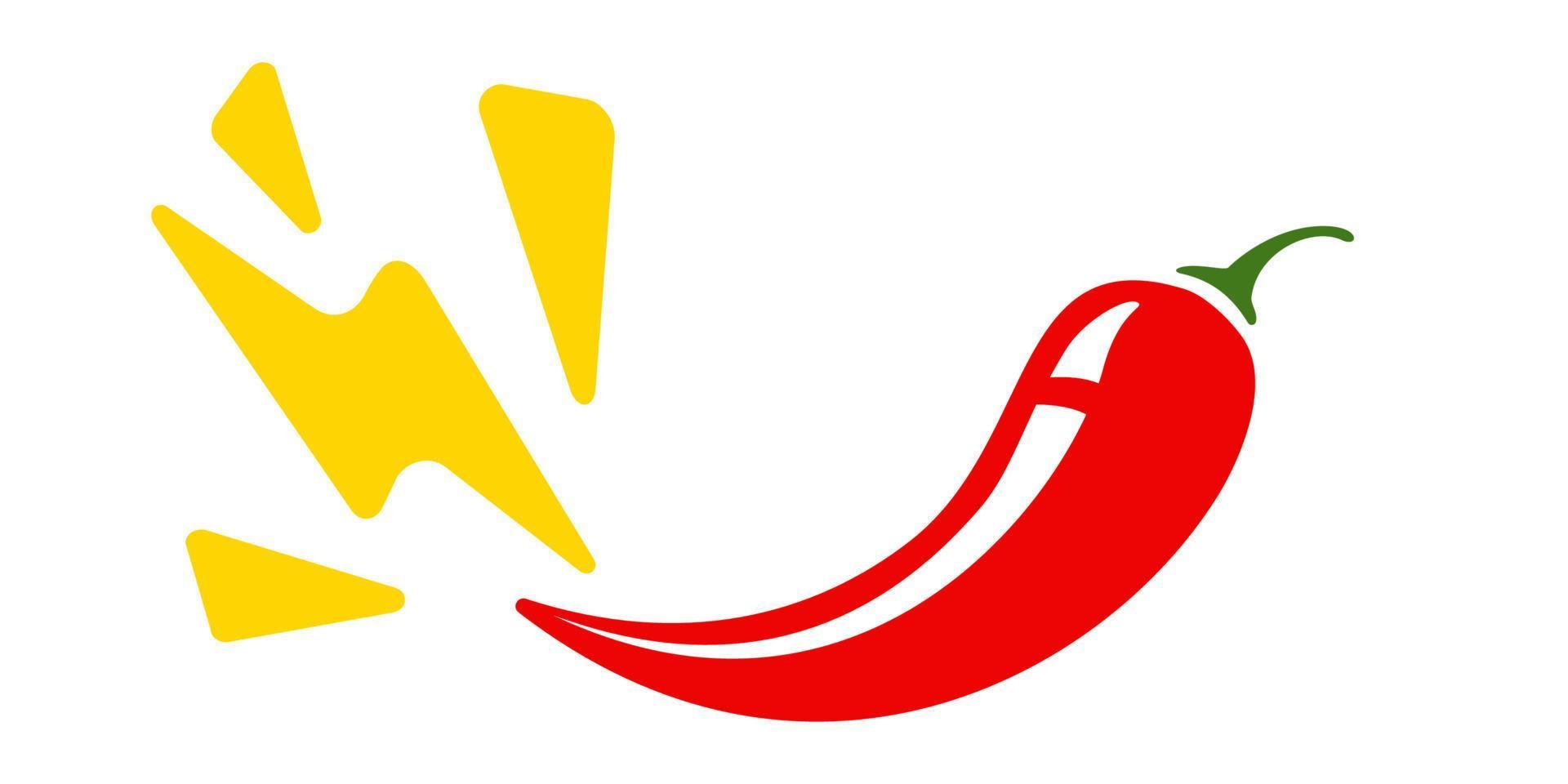 Vector illustration of hot chilli pepper with lightning. Vector emblem jalapeno or chilli pepper
