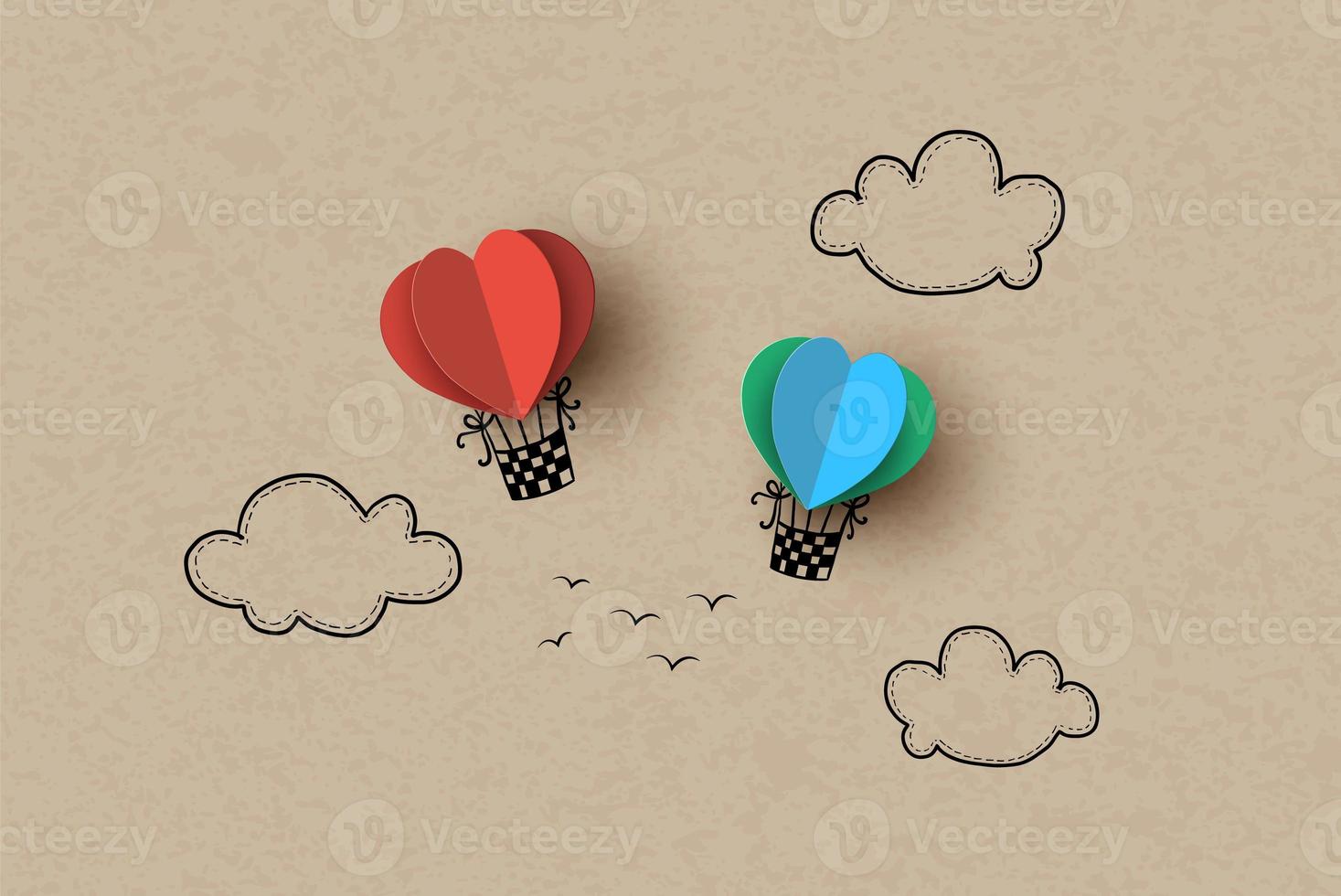 hot air balloon in a heart shape. photo