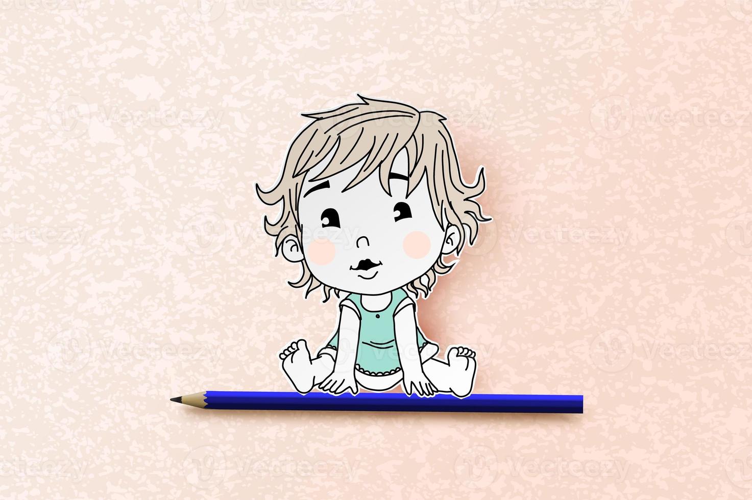 Baby girl drawing photo