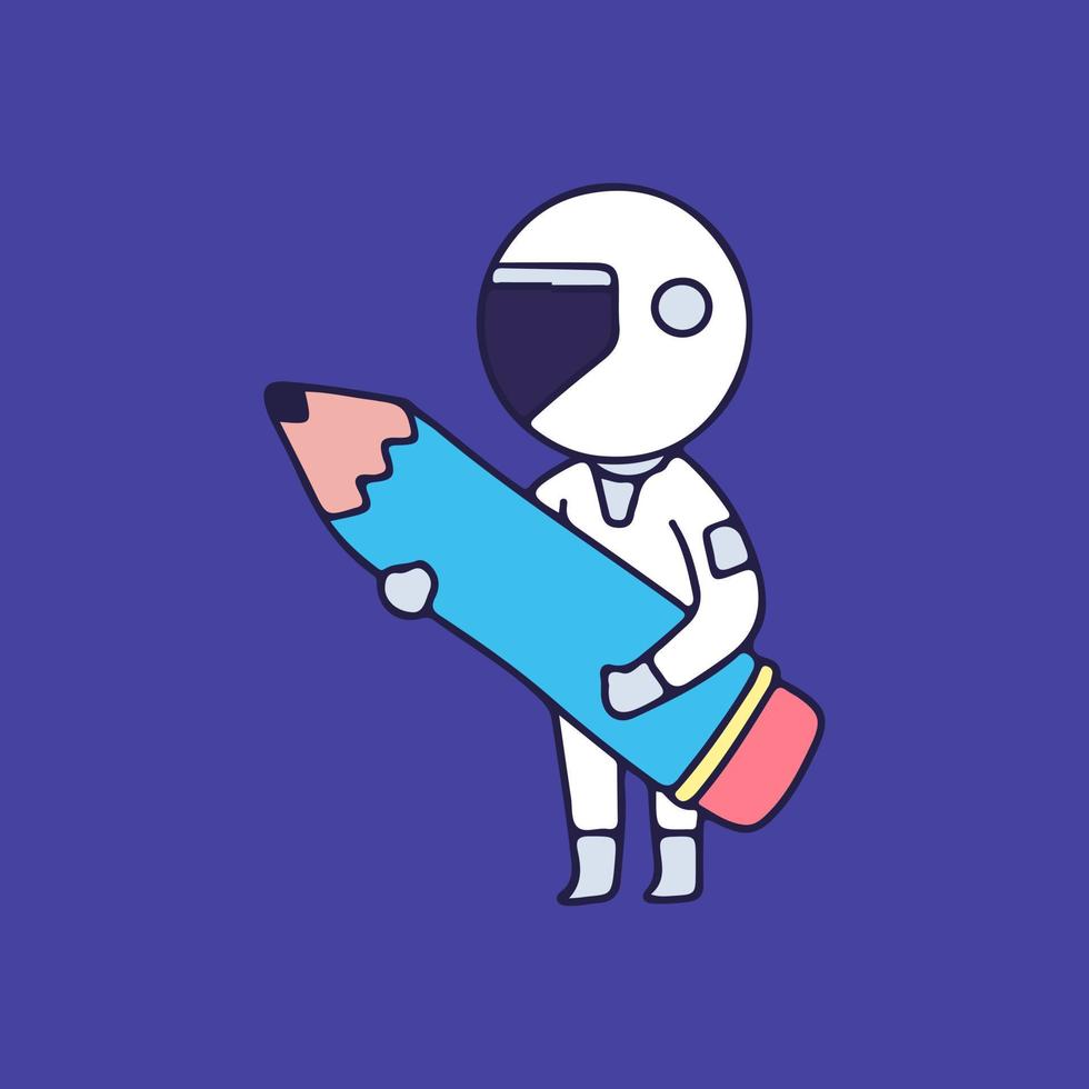 astronauta sosteniendo lápiz, ilustración para camisetas, pegatinas o  prendas de vestir. con estilo de dibujos animados retro. 6138355 Vector en  Vecteezy