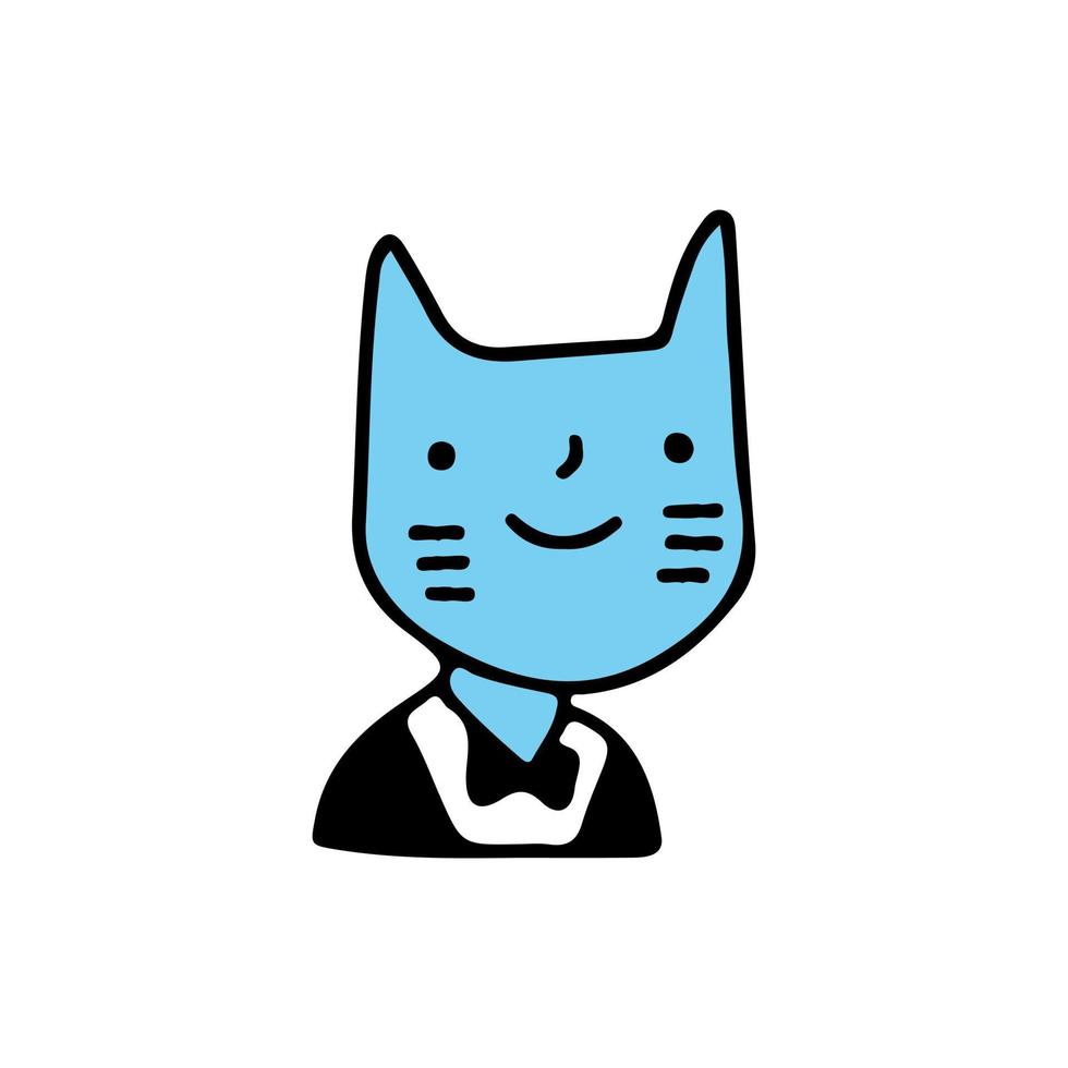 Cat wearing tuxedo, illustration for t-shirt, sticker, or apparel merchandise. With retro cartoon style. vector