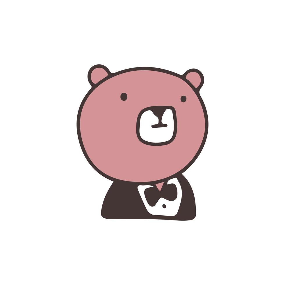 Cute bear wearing tuxedo, illustration for t-shirt, sticker, or apparel merchandise. With retro cartoon style. vector