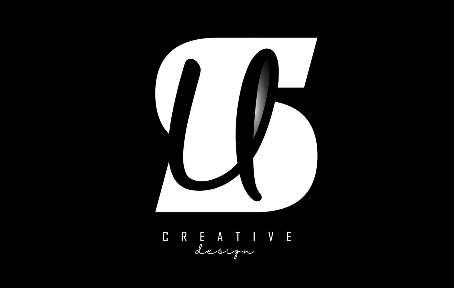 Black and White Letters SU Logo with a minimalist design. Letters S and U with geometric and handwritten typography. vector