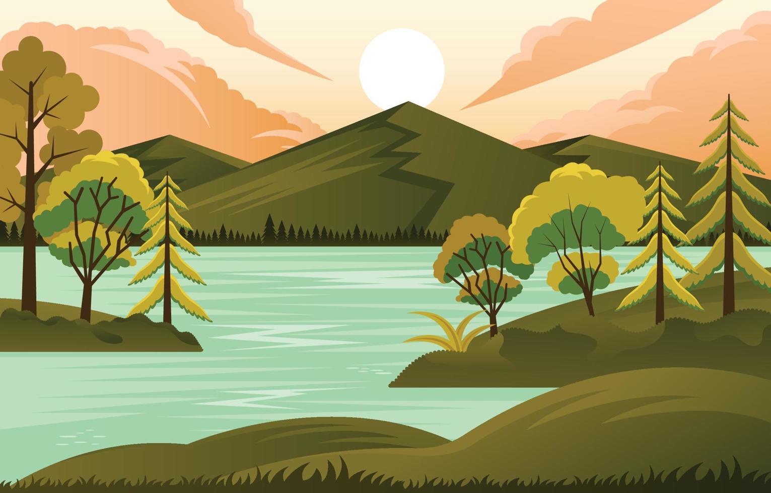 Nature Landscape Flat Design Background vector