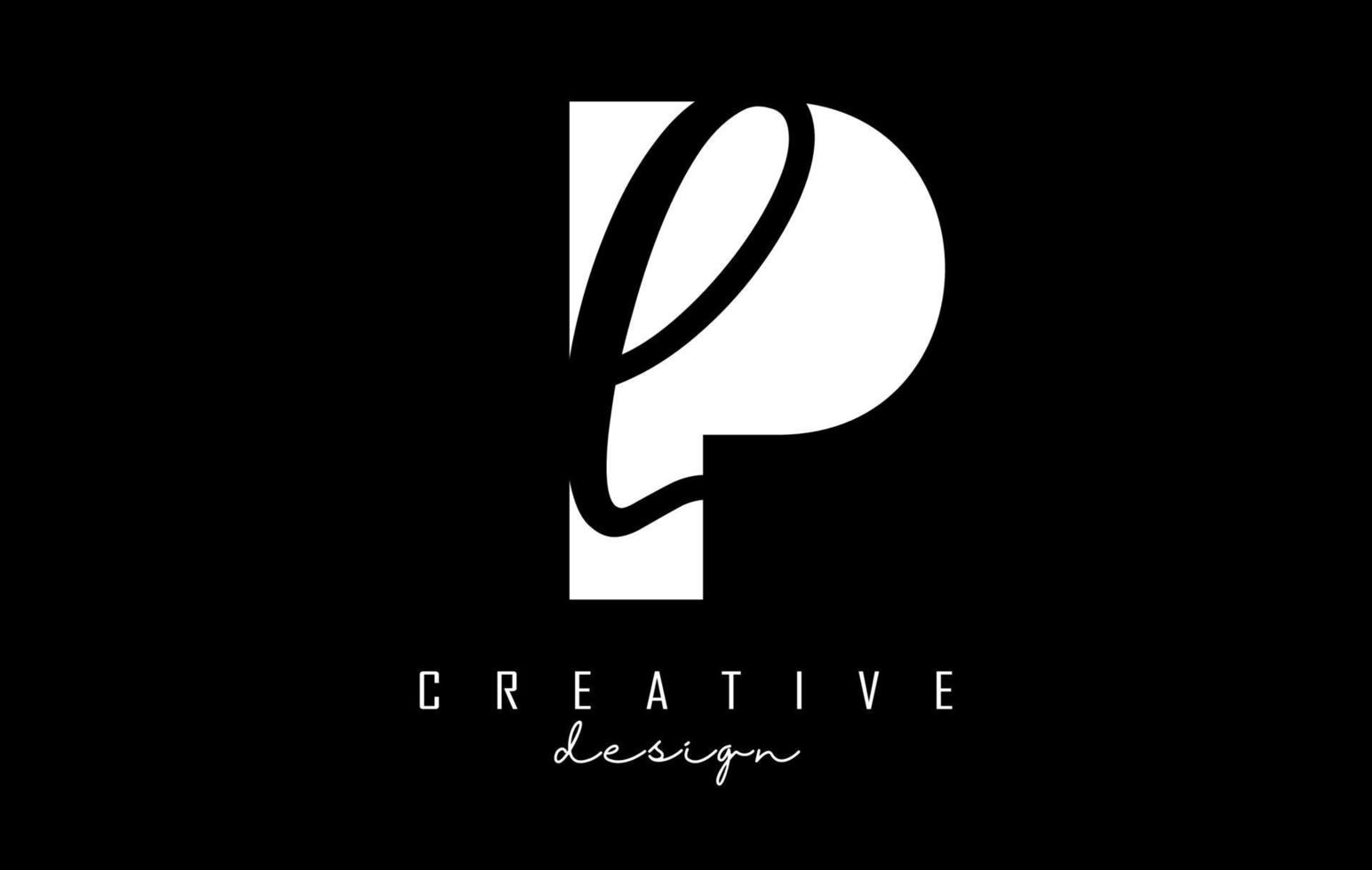 White and Black Letters PL Logo with a minimalist design. Letters P and L with geometric and handwritten typography. vector