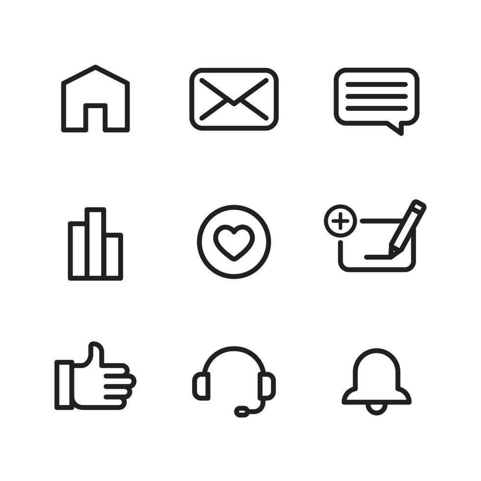 Social Media Reaction and Action Outline Set vector