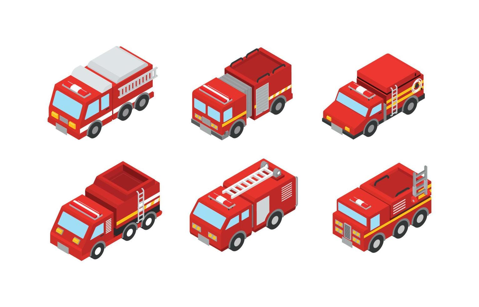 colección isométrica de camión de bomberos vector