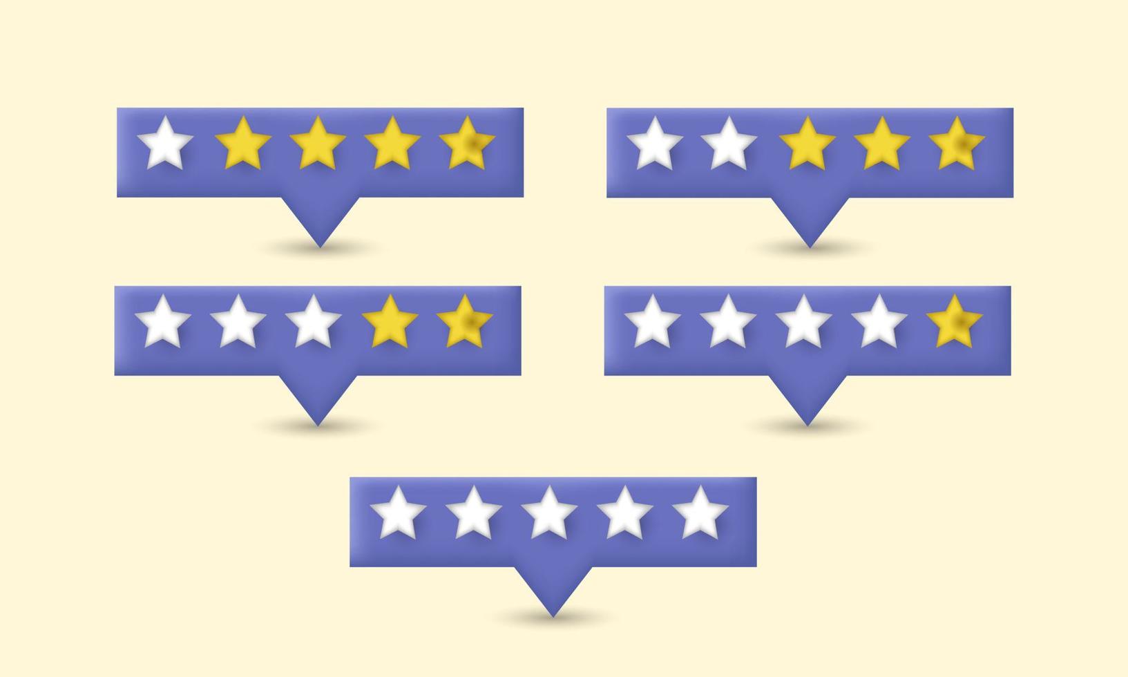 creative five star feedback 3d cartoon style vector