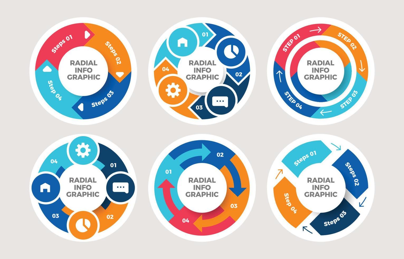 colección de diagramas de círculo de infografía plana vector