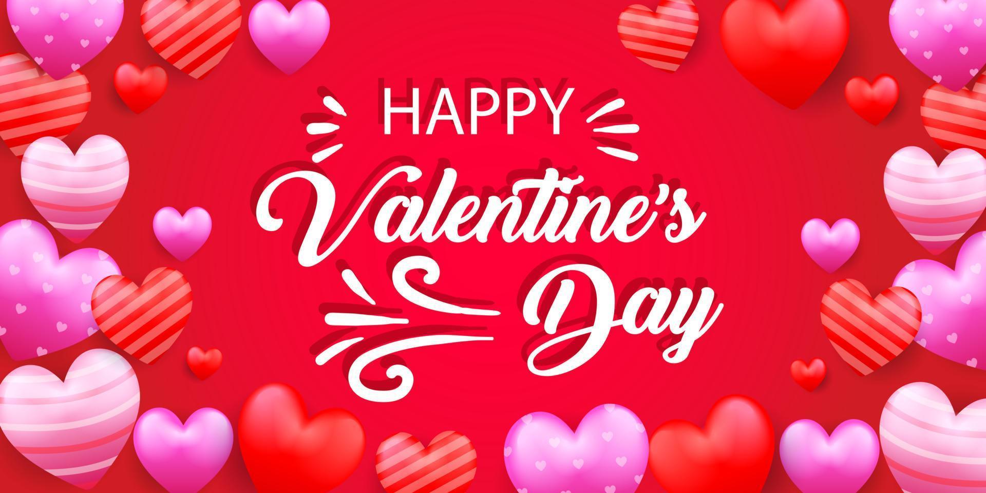 Valentines day vector illustration. Romantic background. Pink concept. 3d heart.