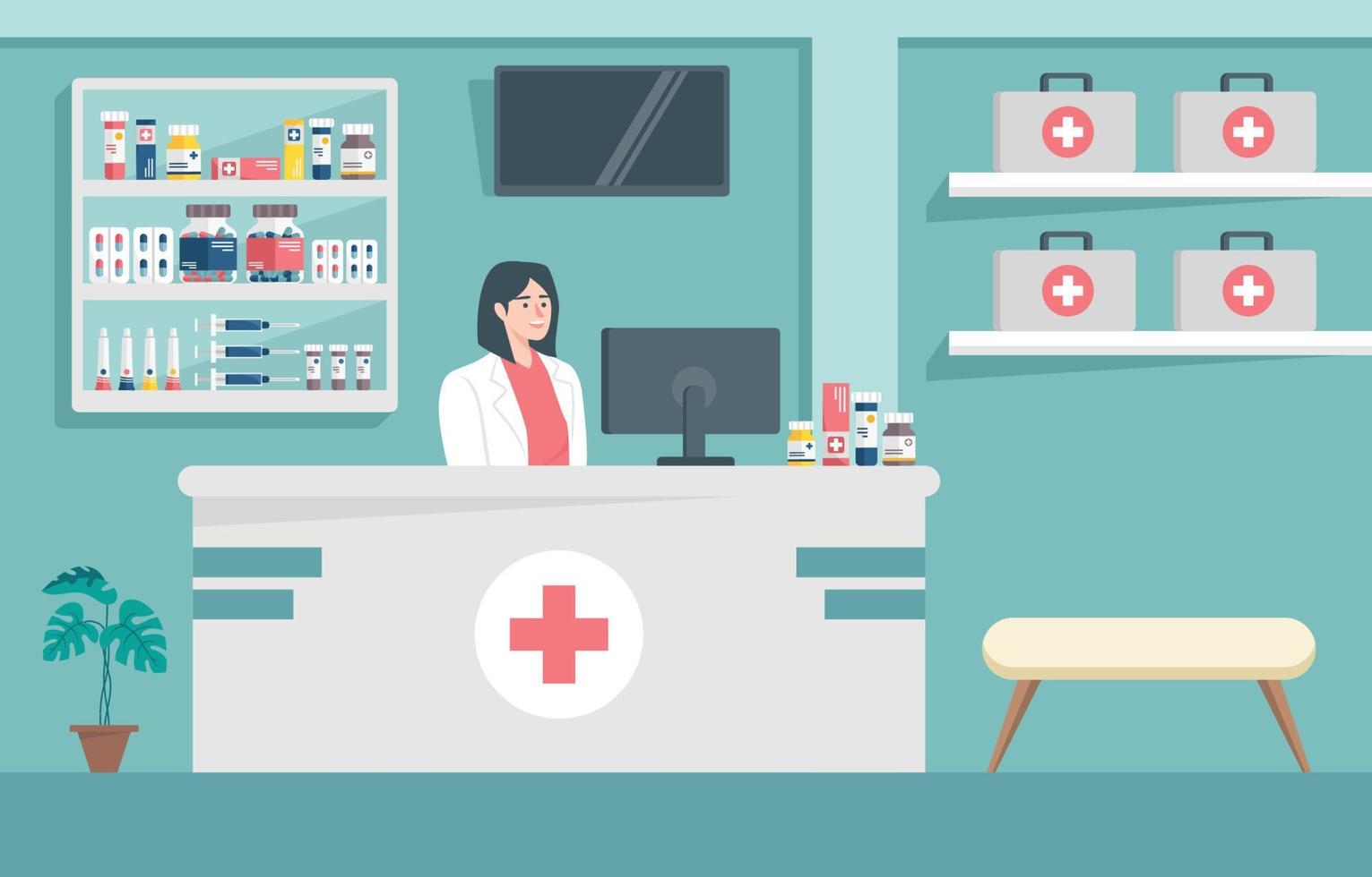 fondo de salud de la tienda de farmacia vector