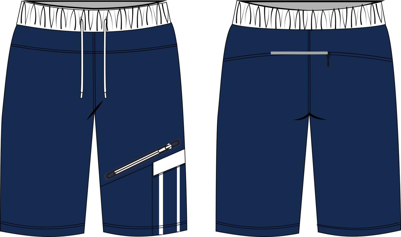 boceto plano de pantalones cortos de hombre azul marino vector