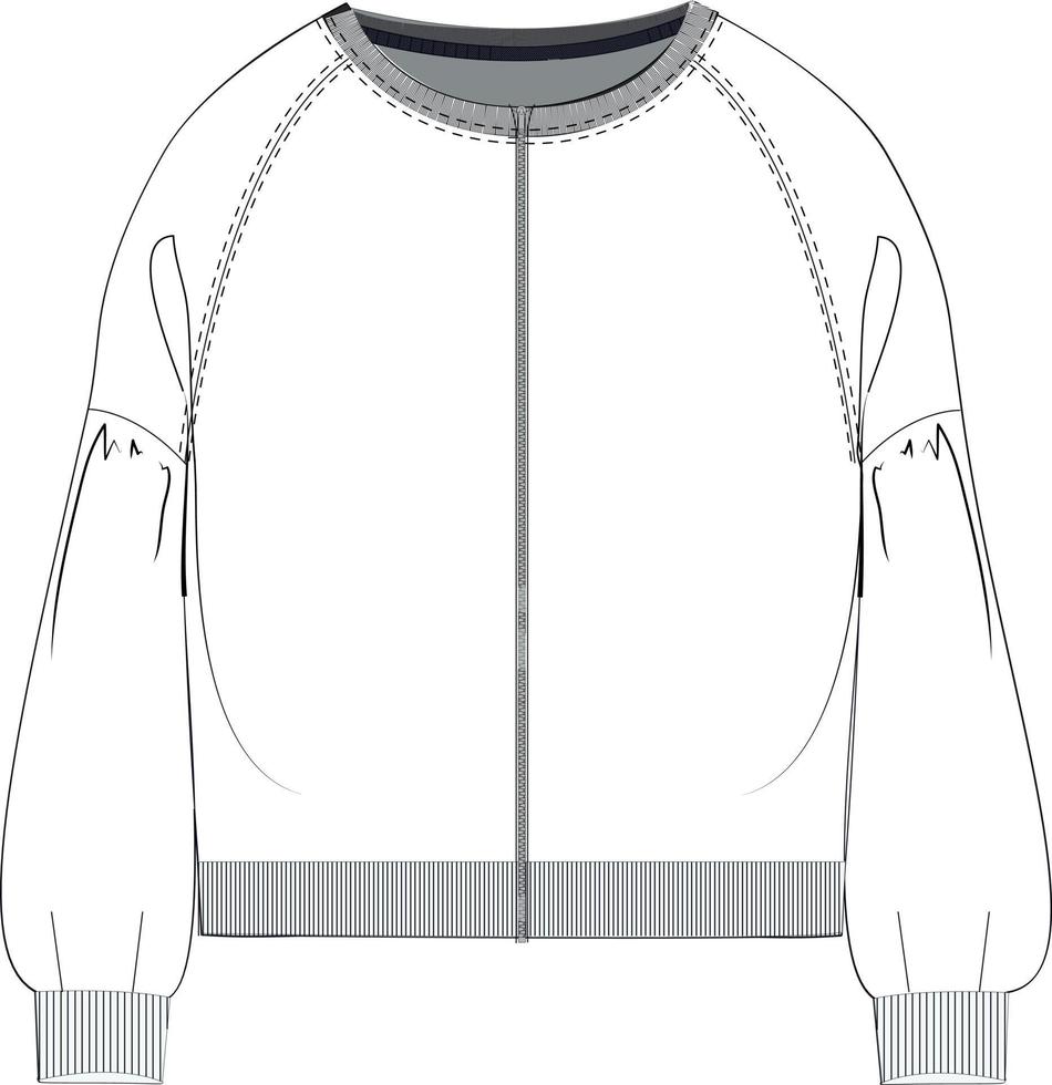 sudadera de manga globo con archivo vectorial de cremallera vector