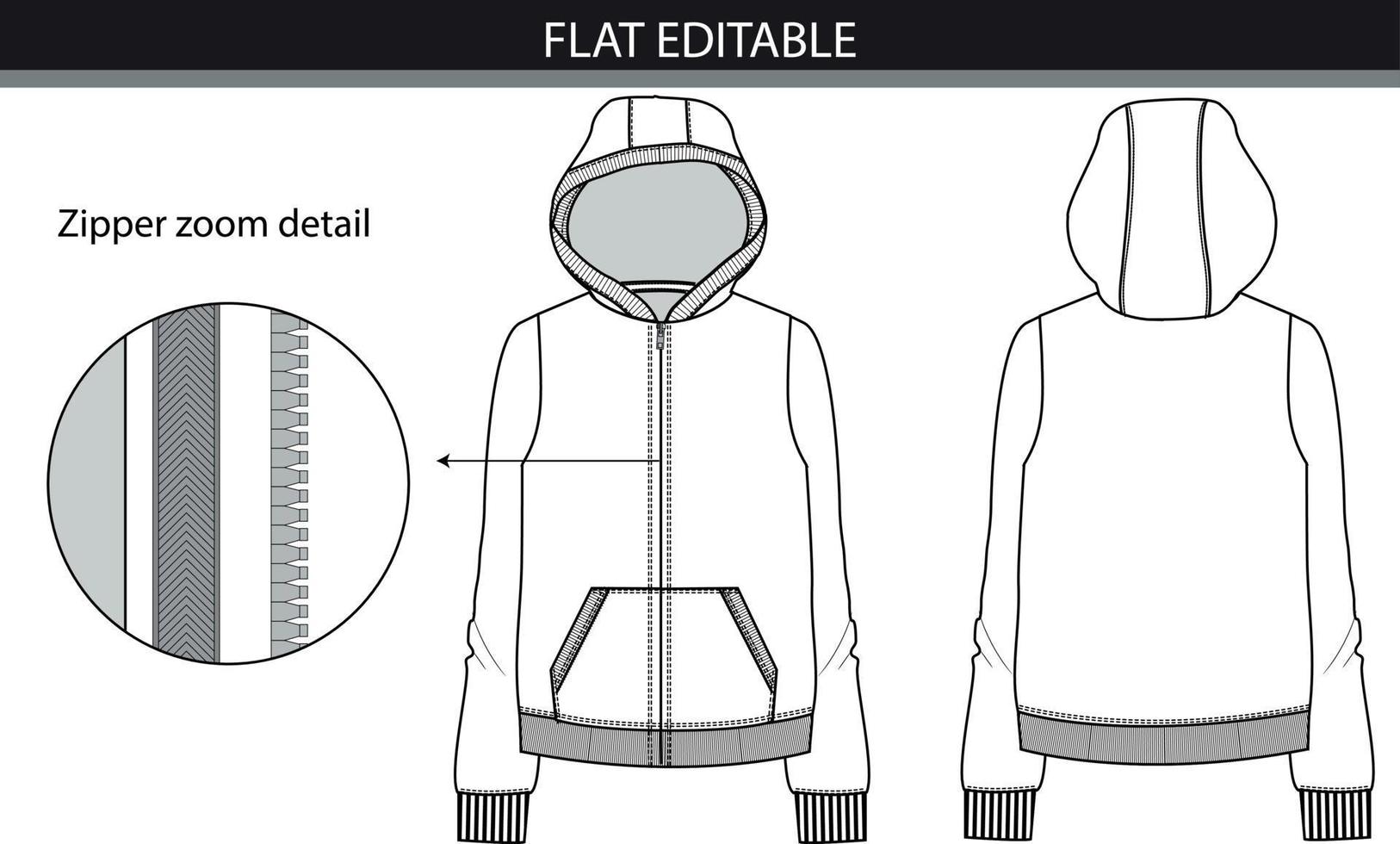 archivo vectorial de sudadera con detalle de zoom zip vector