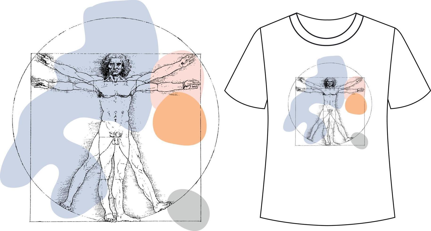 T shirt design Vitruvian Man vector