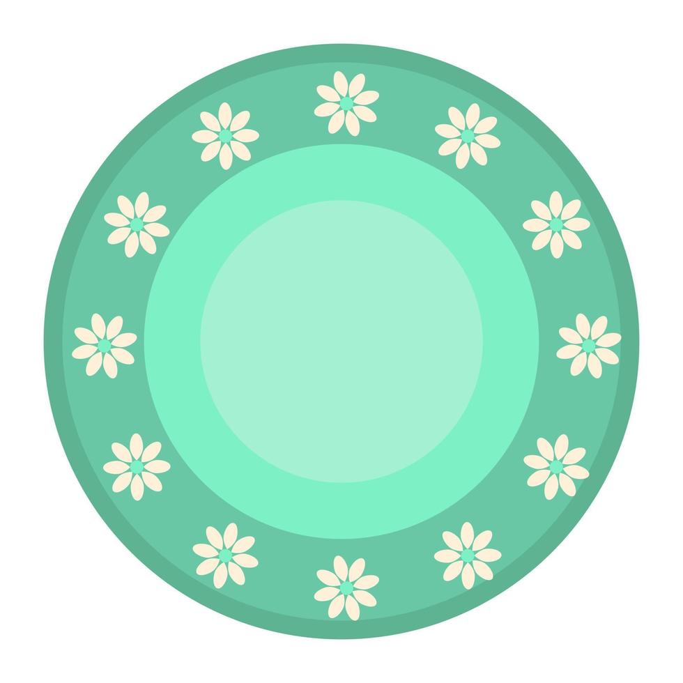 Ceramic plate with ornament. Kitchen utensils and dinnerware. vector