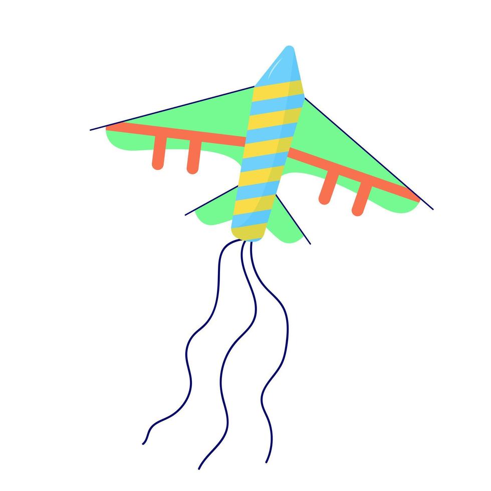 Flying kiteballoon in the shape of airplane on white background