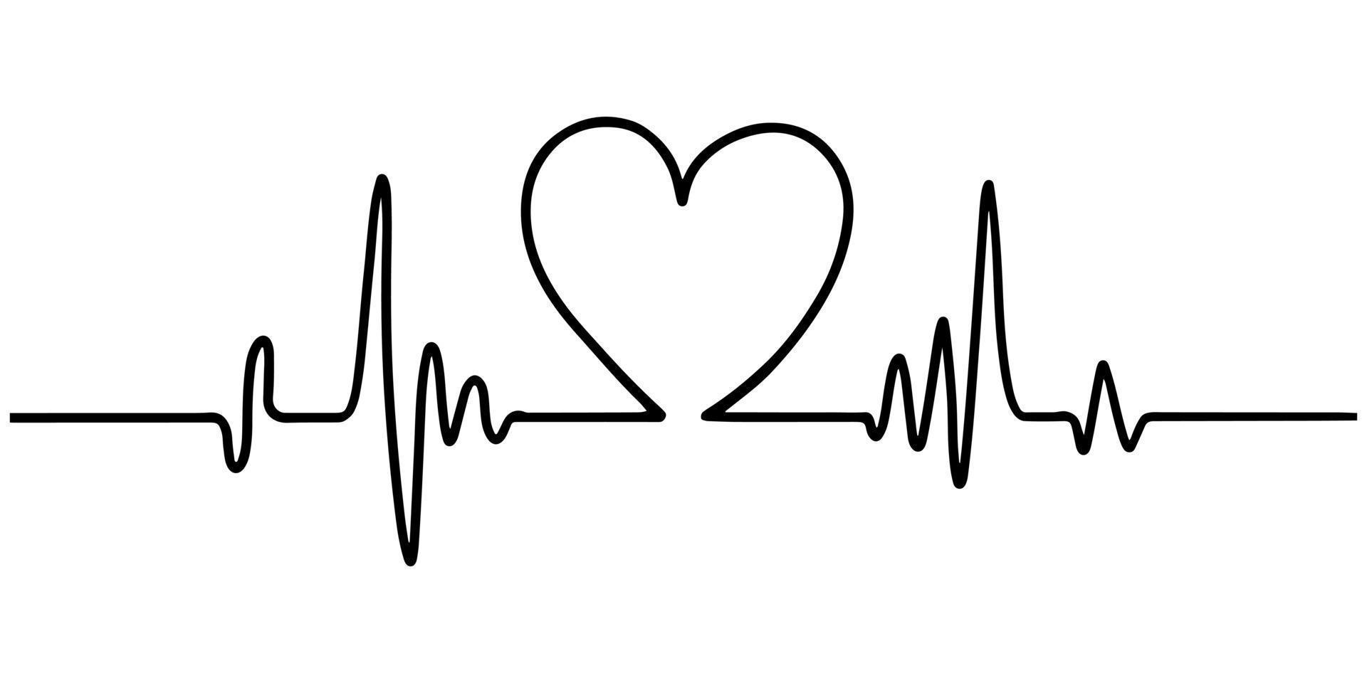 corazón dibujado a mano con latidos aislados en fondo blanco. ilustración vectorial vector